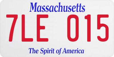 MA license plate 7LE015