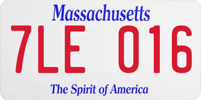 MA license plate 7LE016