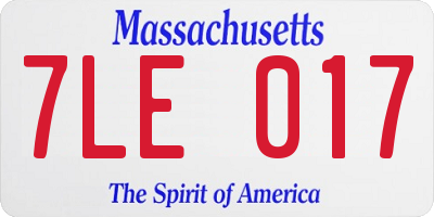 MA license plate 7LE017