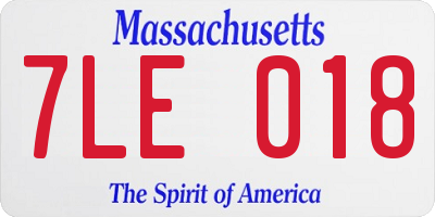 MA license plate 7LE018