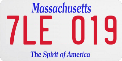 MA license plate 7LE019