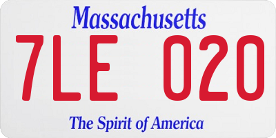 MA license plate 7LE020