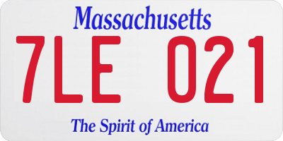 MA license plate 7LE021