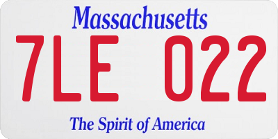 MA license plate 7LE022