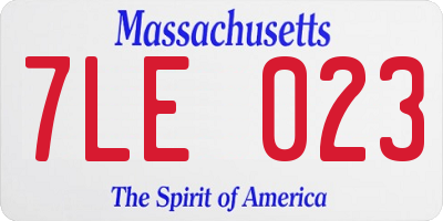 MA license plate 7LE023