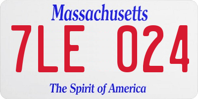 MA license plate 7LE024