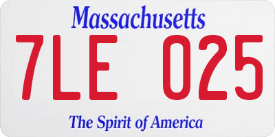 MA license plate 7LE025