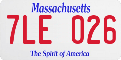 MA license plate 7LE026