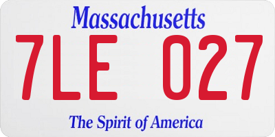 MA license plate 7LE027
