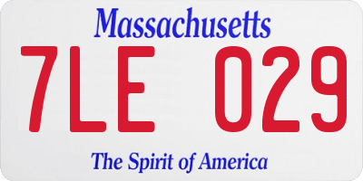 MA license plate 7LE029