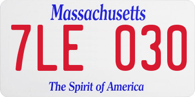 MA license plate 7LE030