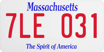 MA license plate 7LE031