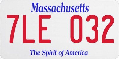 MA license plate 7LE032