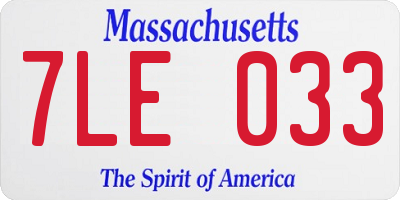 MA license plate 7LE033