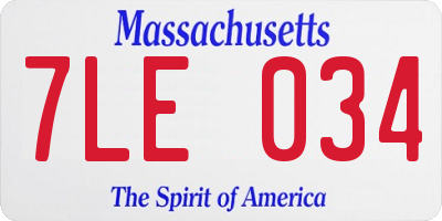 MA license plate 7LE034