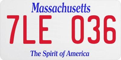 MA license plate 7LE036