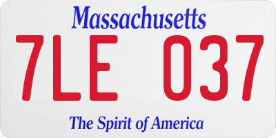 MA license plate 7LE037
