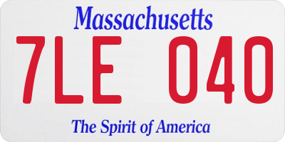 MA license plate 7LE040