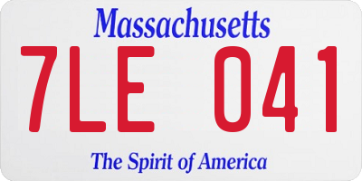 MA license plate 7LE041