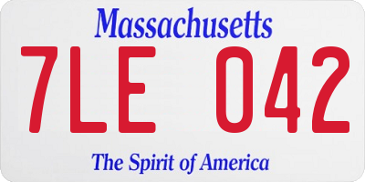 MA license plate 7LE042