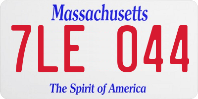 MA license plate 7LE044