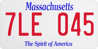 MA license plate 7LE045