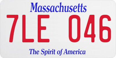 MA license plate 7LE046