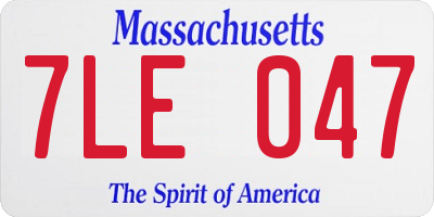 MA license plate 7LE047