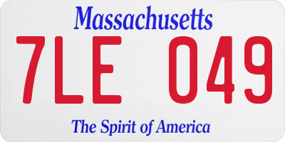 MA license plate 7LE049