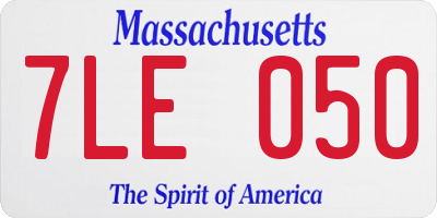 MA license plate 7LE050