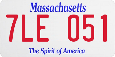 MA license plate 7LE051