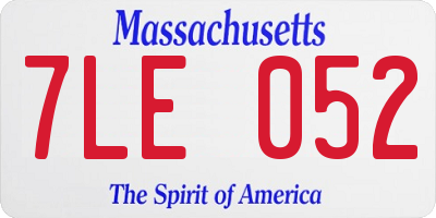 MA license plate 7LE052