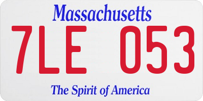MA license plate 7LE053