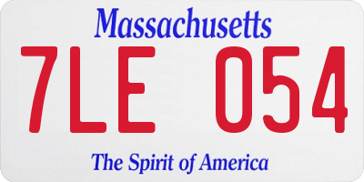 MA license plate 7LE054