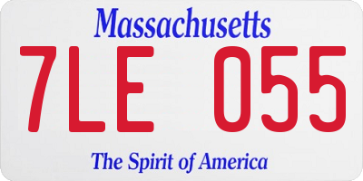 MA license plate 7LE055