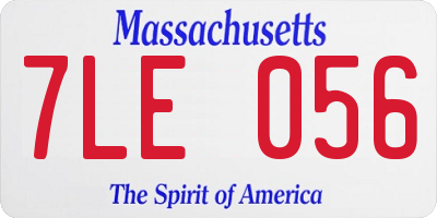 MA license plate 7LE056