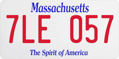 MA license plate 7LE057