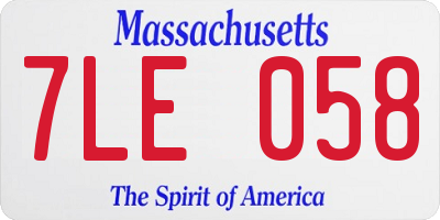 MA license plate 7LE058
