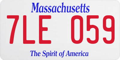 MA license plate 7LE059
