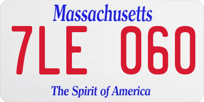 MA license plate 7LE060