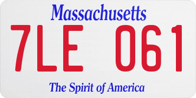 MA license plate 7LE061
