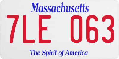 MA license plate 7LE063
