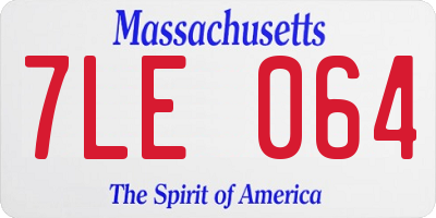 MA license plate 7LE064