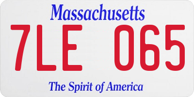 MA license plate 7LE065