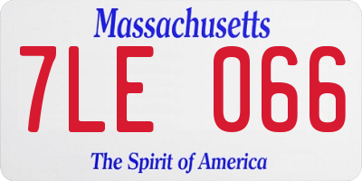 MA license plate 7LE066