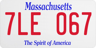 MA license plate 7LE067