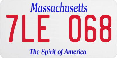 MA license plate 7LE068