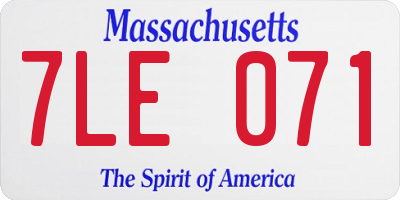 MA license plate 7LE071