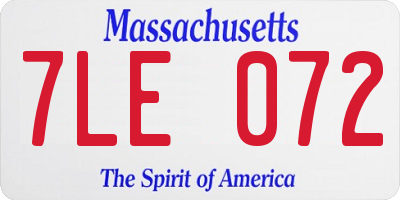 MA license plate 7LE072