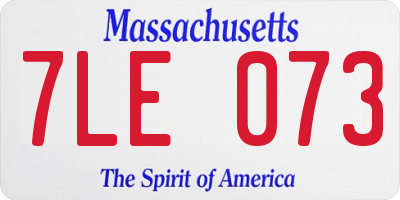 MA license plate 7LE073